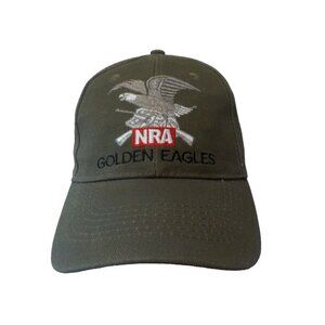 NRA Golden Eagles Ball Cap Strap Back Embroidered Olive Green One Size Fits Most